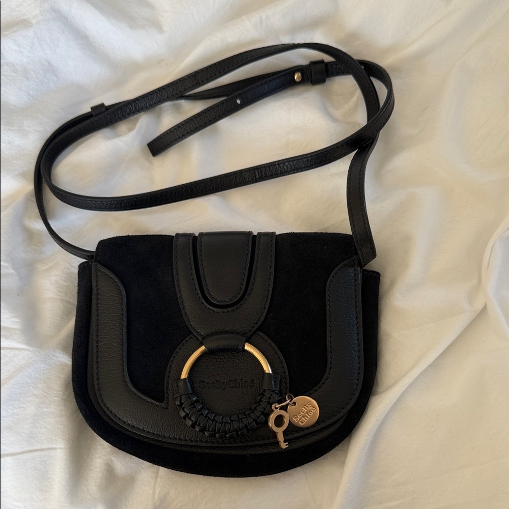 See By Chloe Black Crossbody Bag with Gold Accent